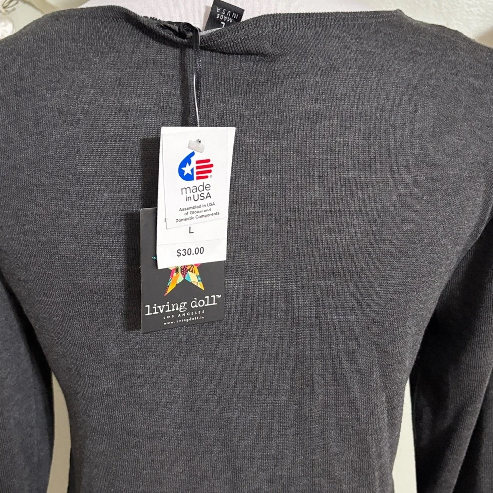 Living Doll Charcoal Long Sleeve Top